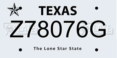 Z78076G Texas License Plate