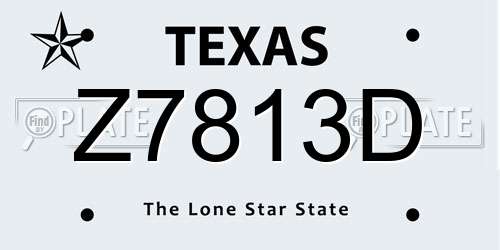 Z7813D Texas License Plate