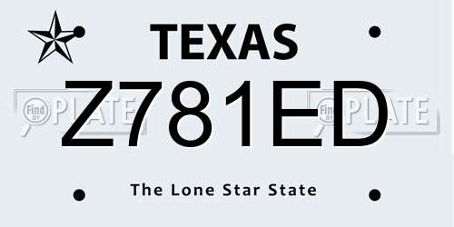 Z781ED Texas License Plate