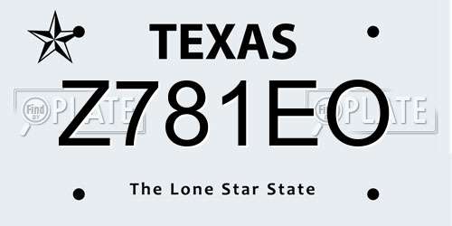 Z781EO Texas License Plate