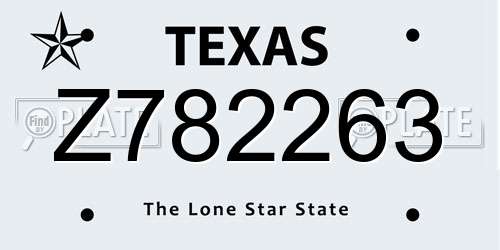 Z782263 Texas License Plate