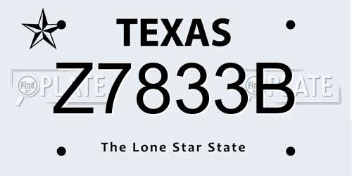 Z7833B Texas License Plate