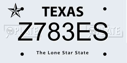 Z783ES Texas License Plate