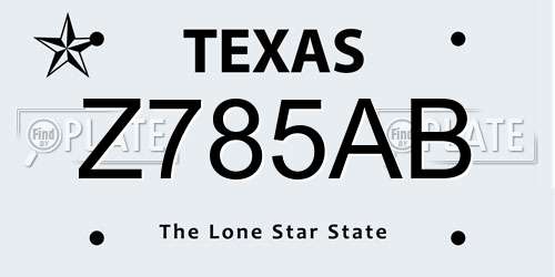 Z785AB Texas License Plate