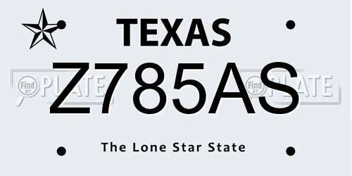 Z785AS Texas License Plate