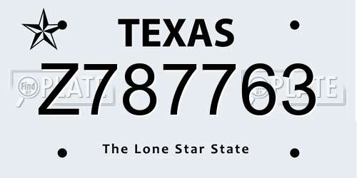 Z787763 Texas License Plate