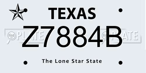 Z7884B Texas License Plate