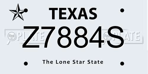 Z7884S Texas License Plate