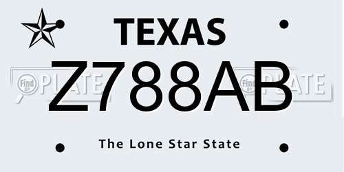 Z788AB Texas License Plate