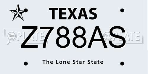 Z788AS Texas License Plate