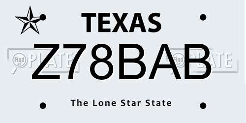 Z78BAB Texas License Plate