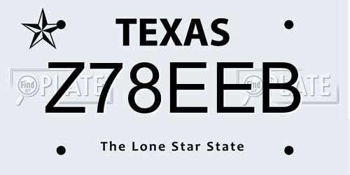 Z78EEB Texas License Plate