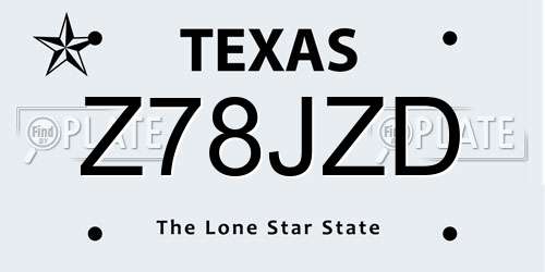 Z78JZD Texas License Plate