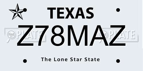 Z78MAZ Texas License Plate