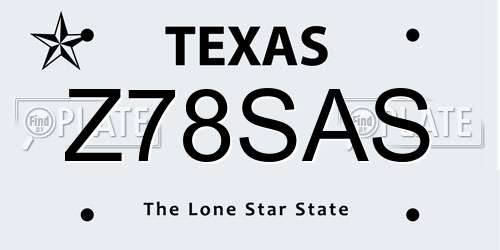 Z78SAS Texas License Plate