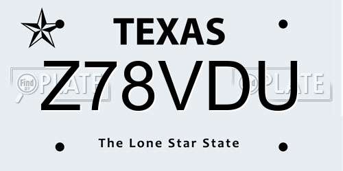 Z78VDU Texas License Plate