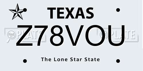 Z78VOU Texas License Plate