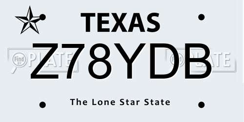 Z78YDB Texas License Plate