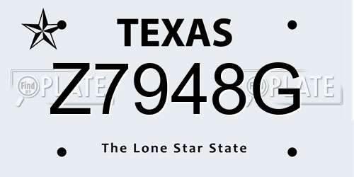 Z7948G Texas License Plate