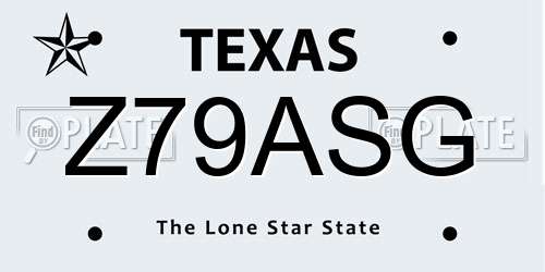 Z79ASG Texas License Plate