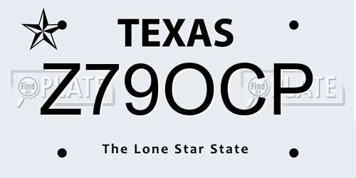 Z79OCP Texas License Plate