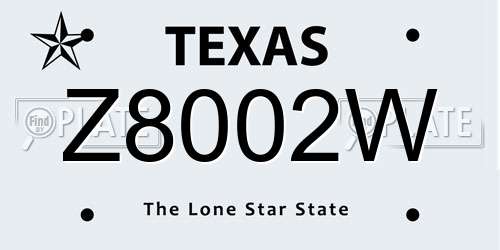 Z8002W Texas License Plate