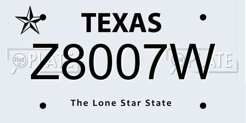Z8007W Texas License Plate
