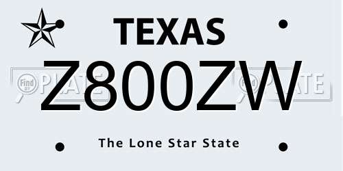 Z800ZW Texas License Plate