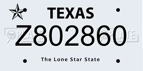 Z802860 Texas License Plate
