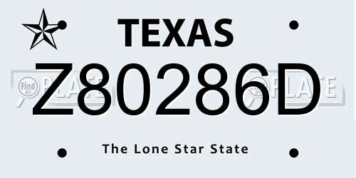 Z80286D Texas License Plate