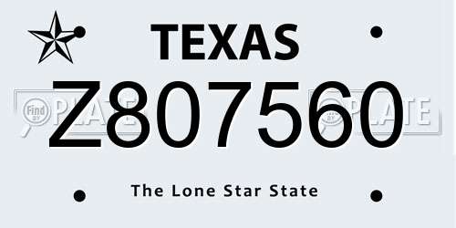 Z807560 Texas License Plate