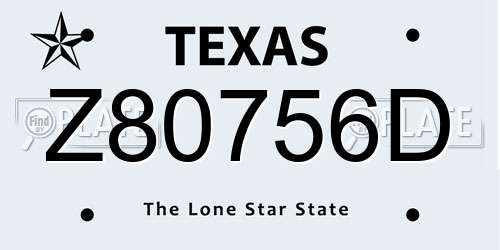Z80756D Texas License Plate