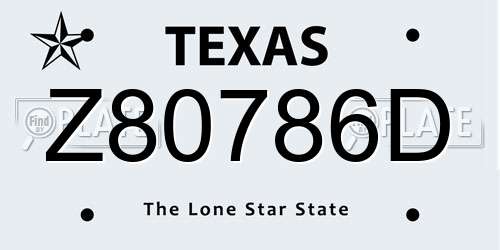Z80786D Texas License Plate
