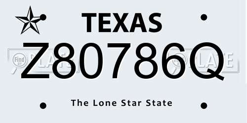 Z80786Q Texas License Plate