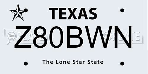 Z80BWN Texas License Plate