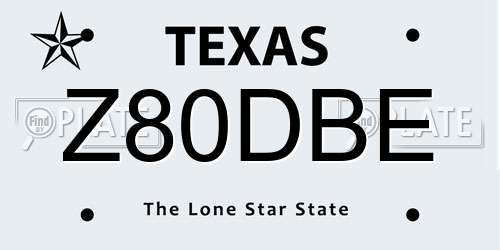 Z80DBE Texas License Plate