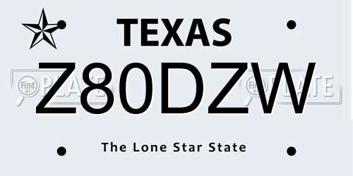 Z80DZW Texas License Plate