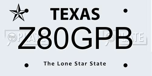 Z80GPB Texas License Plate