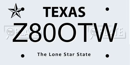 Z80OTW Texas License Plate