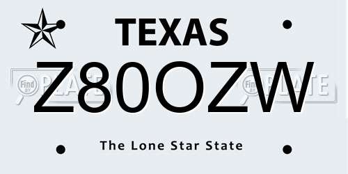 Z80OZW Texas License Plate