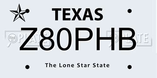 Z80PHB Texas License Plate