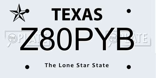 Z80PYB Texas License Plate