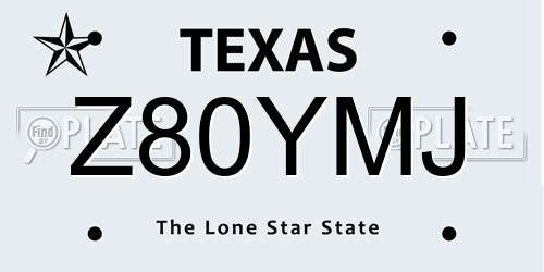 Z80YMJ Texas License Plate