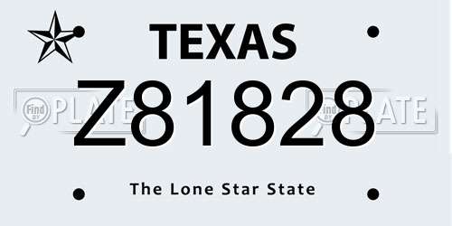 Z81828 Texas License Plate