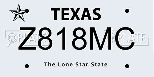 Z818MC Texas License Plate