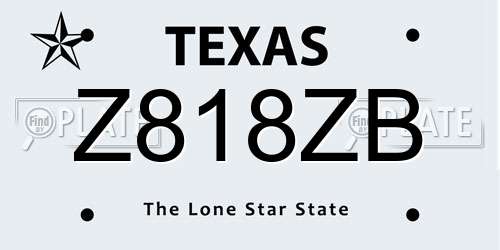 Z818ZB Texas License Plate
