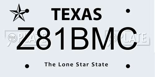 Z81BMC Texas License Plate