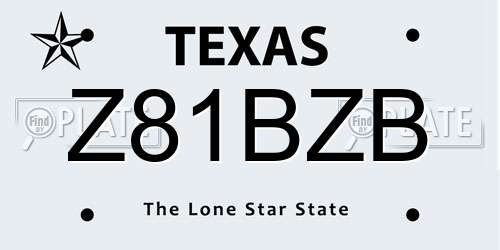 Z81BZB Texas License Plate