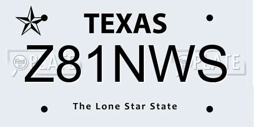 Z81NWS Texas License Plate