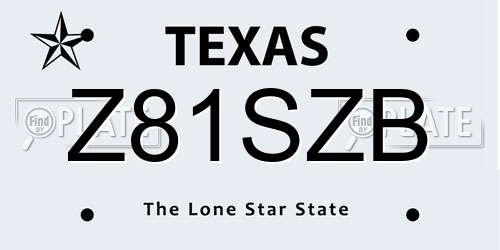 Z81SZB Texas License Plate